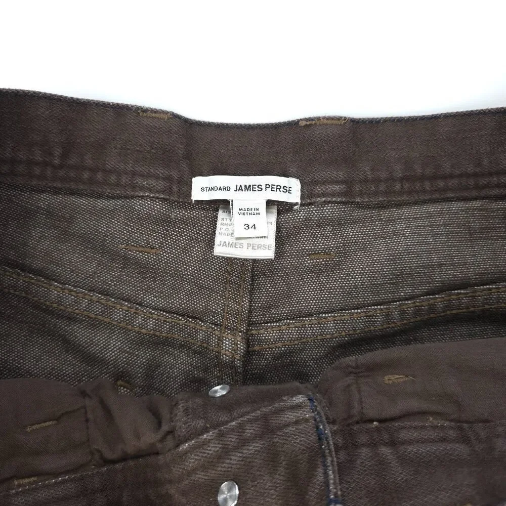 NEW James Perse Garment Dyed Comfort Stretch Straight Jeans Brown Denim 34x30